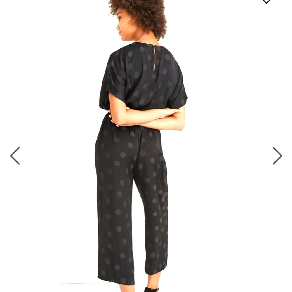 Madewell Wrap-Front Smock-Waist Jumpsuit in Dot Jacquard
